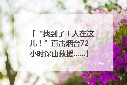 “找到了！人在这儿！”直击烟台72小时深山救援……