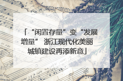 “闲置存量”变“发展增量” 浙江现代化美丽城镇建设再添新意