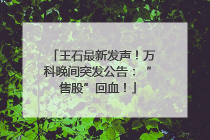 王石最新发声！万科晚间突发公告：“售股”回血！
