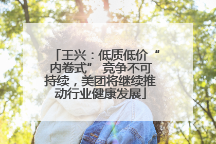 王兴：低质低价“内卷式” 竞争不可持续，美团将继续推动行业健康发展