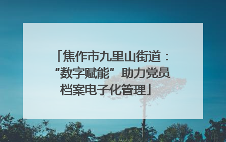 焦作市九里山街道：“数字赋能”助力党员档案电子化管理