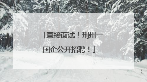 直接面试！荆州一国企公开招聘！