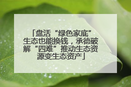 盘活“绿色家底” 生态也能换钱，承德破解“四难”推动生态资源变生态资产