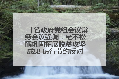 省政府党组会议常务会议强调：毫不松懈巩固拓展脱贫攻坚成果 厉行节约反对浪费弘扬优良作风