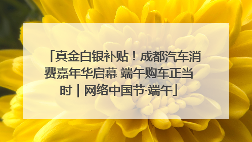 真金白银补贴！成都汽车消费嘉年华启幕 端午购车正当时｜网络中国节·端午