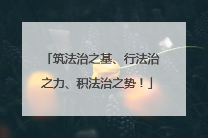 筑法治之基、行法治之力、积法治之势！