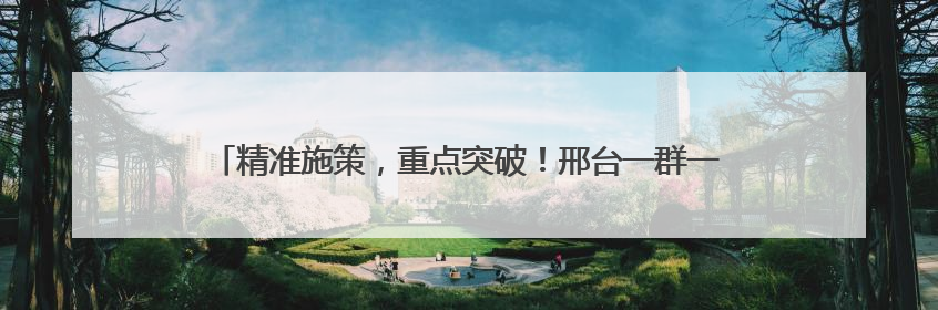 精准施策，重点突破！邢台一群一方案推动特色产业集群提档升级