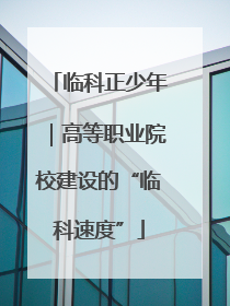 临科正少年｜高等职业院校建设的“临科速度”