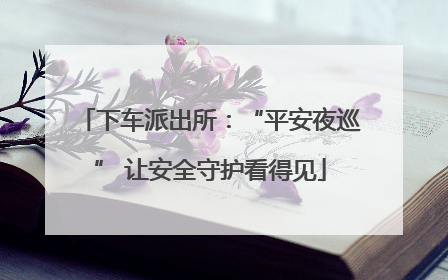 下车派出所：“平安夜巡” 让安全守护看得见