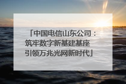 中国电信山东公司：筑牢数字新基建基座 引领万兆光网新时代