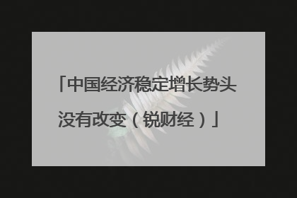 中国经济稳定增长势头没有改变（锐财经）