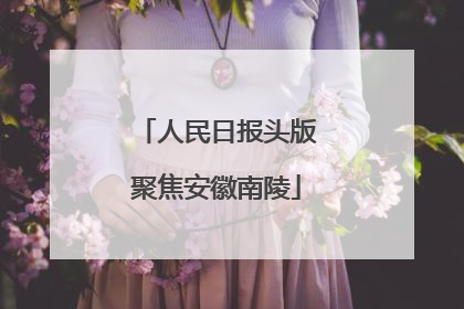 人民日报头版聚焦安徽南陵