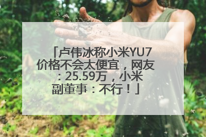 卢伟冰称小米YU7价格不会太便宜，网友：25.59万，小米副董事：不行！