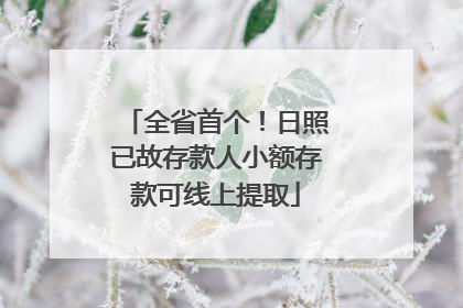 全省首个！日照已故存款人小额存款可线上提取