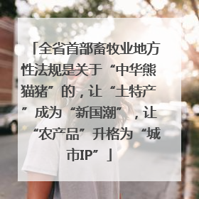 全省首部畜牧业地方性法规是关于“中华熊猫猪”的，让“土特产”成为“新国潮”，让“农产品”升格为“城市IP”