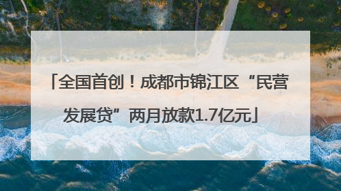 全国首创！成都市锦江区“民营发展贷”两月放款1.7亿元