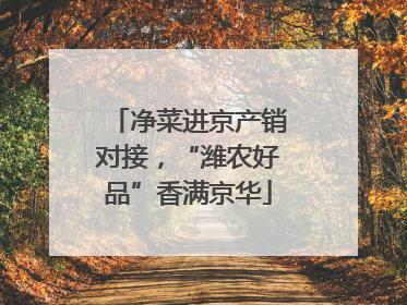 净菜进京产销对接，“潍农好品”香满京华