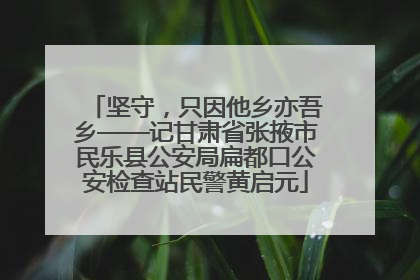 坚守，只因他乡亦吾乡——记甘肃省张掖市民乐县公安局扁都口公安检查站民警黄启元