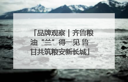 品牌观察｜齐鲁粮油“兰”得一见 鲁甘共筑粮安新长城