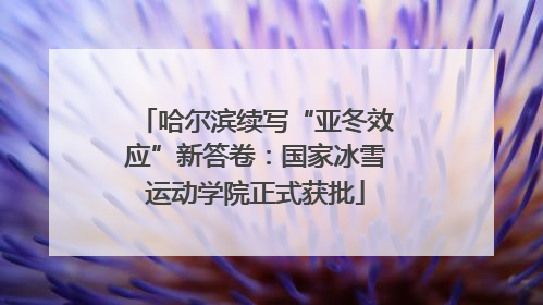 哈尔滨续写“亚冬效应”新答卷：国家冰雪运动学院正式获批