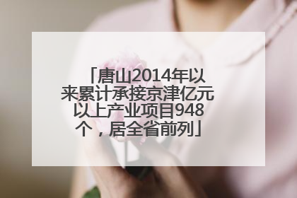 唐山2014年以来累计承接京津亿元以上产业项目948个，居全省前列