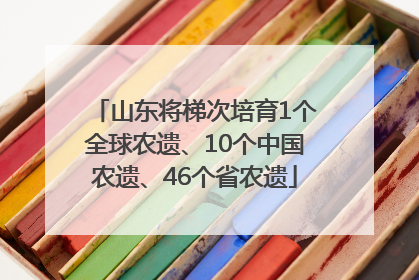 山东将梯次培育1个全球农遗、10个中国农遗、46个省农遗