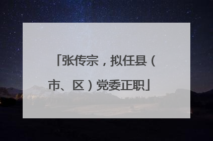 张传宗，拟任县（市、区）党委正职