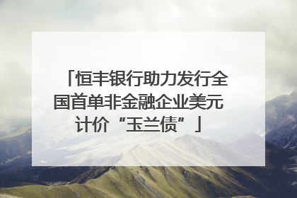 恒丰银行助力发行全国首单非金融企业美元计价“玉兰债”