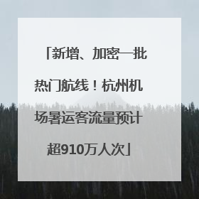 新增、加密一批热门航线！杭州机场暑运客流量预计超910万人次