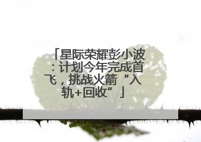 星际荣耀彭小波：计划今年完成首飞，挑战火箭“入轨+回收”