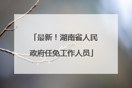 最新！湖南省人民政府任免工作人员