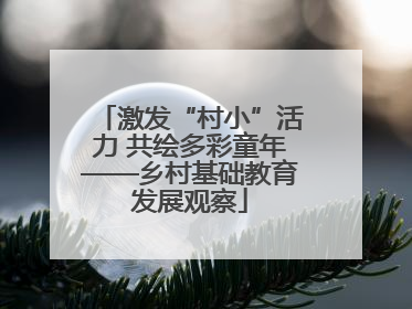 激发“村小”活力 共绘多彩童年——乡村基础教育发展观察