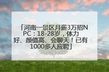河南一景区月薪3万招NPC：18-28岁，体力好、颜值高、会聊天！已有1000多人应聘