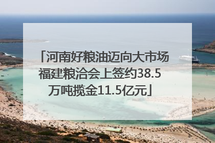 河南好粮油迈向大市场 福建粮洽会上签约38.5万吨揽金11.5亿元