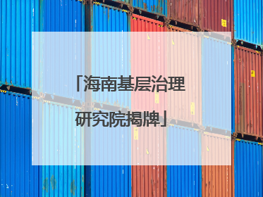 海南基层治理研究院揭牌