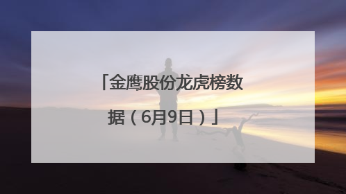 金鹰股份龙虎榜数据（6月9日）