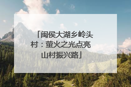 闽侯大湖乡岭头村：萤火之光点亮山村振兴路