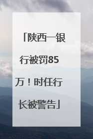 陕西一银行被罚85万！时任行长被警告