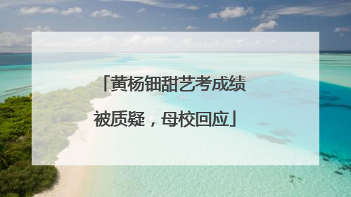 黄杨钿甜艺考成绩被质疑，母校回应