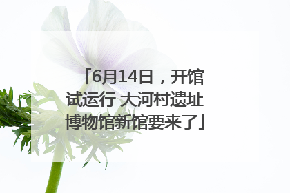 6月14日，开馆试运行 大河村遗址博物馆新馆要来了